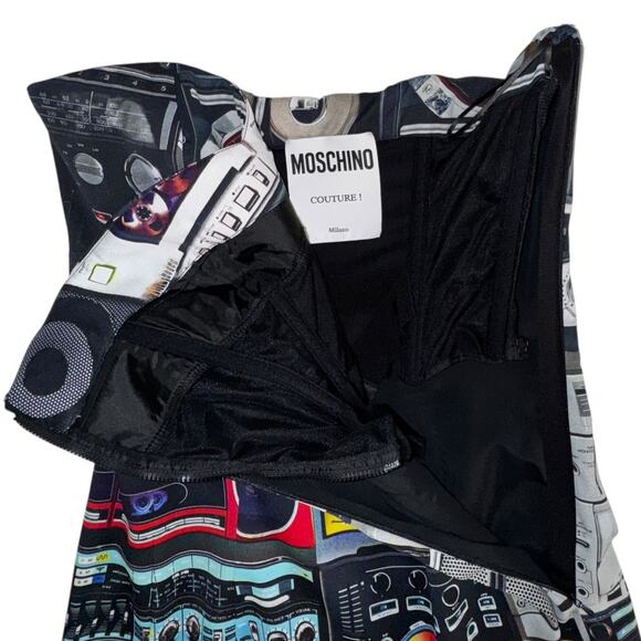New NWT Moschino Couture Graphic Stereo Strapless Dress Sz 8 - Picture 9 of 16